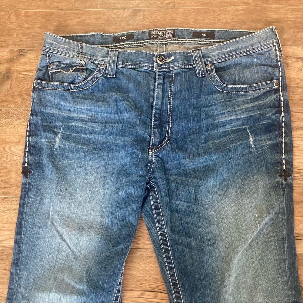 Affliction Ace Distressed Straight Leg Denim Jeans - Picture 3 of 8